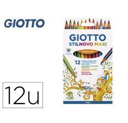 Lapices de colores giotto stilnovo maxi caja de 12 unidades colores surtidos mina 4,3 mm