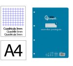 Recambio liderpapel A4 pautaguia 100 hojas 75 g cuadrícula pautado 3 mm con margen 4 taladros