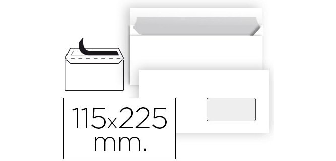 Sobre liderpapel n 4 blanco americano ventana derecha 115x225 mm tira de silicona paquete de 25 unidades