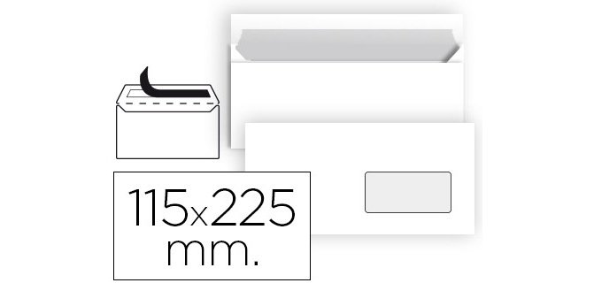 Sobre liderpapel n 4 blanco americano ventana derecha 115x225 mm tira de silicona paquete de 25 unidades