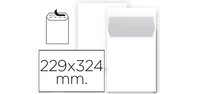 Sobre liderpapel bolsa n 8 blanco din 229x324 mm tira de silicona paquete de 25 unidades