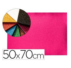 Goma eva con purpurina biodegradable liderpapel 50x70cm 60g/m2 espesor 2 mm rosa