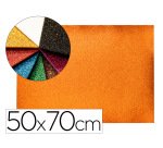 Goma eva con purpurina biodegradable liderpapel 50x70cm 60g/m2 espesor 2 mm naranja