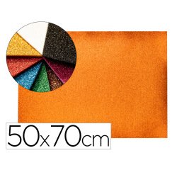 Goma eva con purpurina biodegradable liderpapel 50x70cm 60g/m2 espesor 2 mm naranja