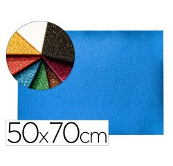Goma eva con purpurina biodegradable liderpapel 50x70cm 60g/m2 espesor 2 mm azul oscuro