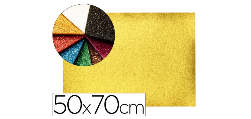 Goma eva con purpurina biodegradable liderpapel 50x70cm 60g/m2 espesor 2 mm oro
