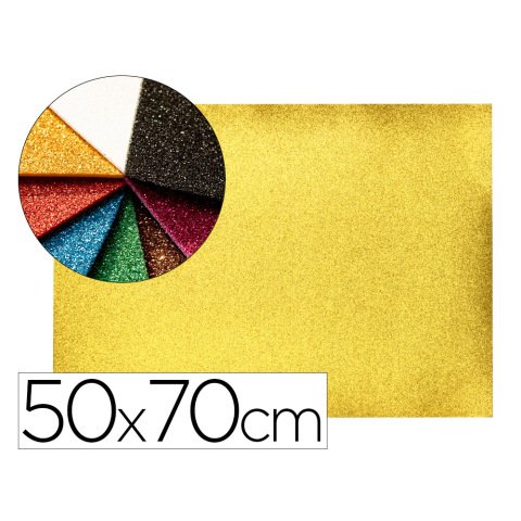Goma eva con purpurina biodegradable liderpapel 50x70cm 60g/m2 espesor 2 mm oro