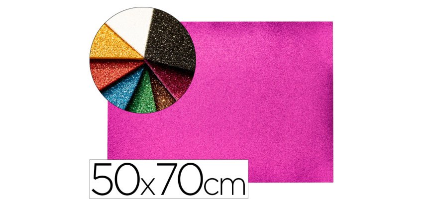 Goma eva con purpurina biodegradable liderpapel 50x70cm 60g/m2 espesor 2 mm violeta