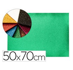 Goma eva con purpurina biodegradable liderpapel 50x70cm 60g/m2 espesor 2 mm verde