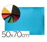 Goma eva con purpurina biodegradable liderpapel 50x70cm 60g/m2 espesor 2 mm azul claro