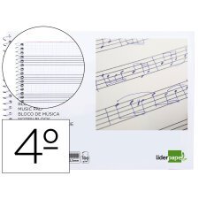 Bloc musica liderpapel combi pentagrama cuadriculado 2,5mm cuarto 20 hojas 100g/m2