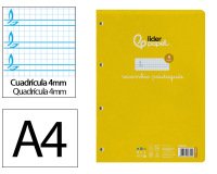 Recambio liderpapel A4 pautaguia 100 hojas 75 g cuadriculado pautado 4 mm con margen 4 taladros