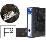 Archivador de palanca liderpapel carton forrado folio jaspeado negro con caja classic blue