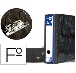 Archivador de palanca liderpapel carton forrado folio jaspeado negro con caja classic blue