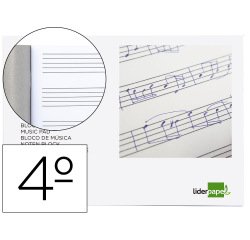 Bloc musica liderpapel pentagrama 5mm cuarto 20 hojas 100g/m2 grapado