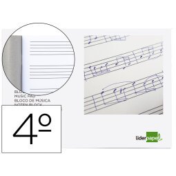 Bloc musica liderpapel pentagrama 5mm cuarto 20 hojas 100g/m2 grapado