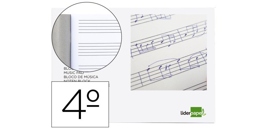 Bloc musica liderpapel pentagrama 5mm cuarto 20 hojas 100 g