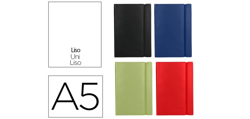 Libreta liderpapel simil piel a5 120 hojas 70g/m2 liso colores surtidos