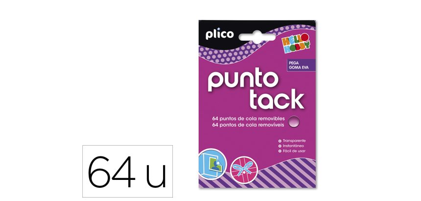 Sujetacosa masilla punto tack de cola removible blister de 64 unidades