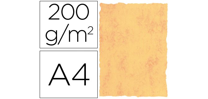 Papel pergamino din a4 200 gr color marmol amarillo paquete de 25 hojas