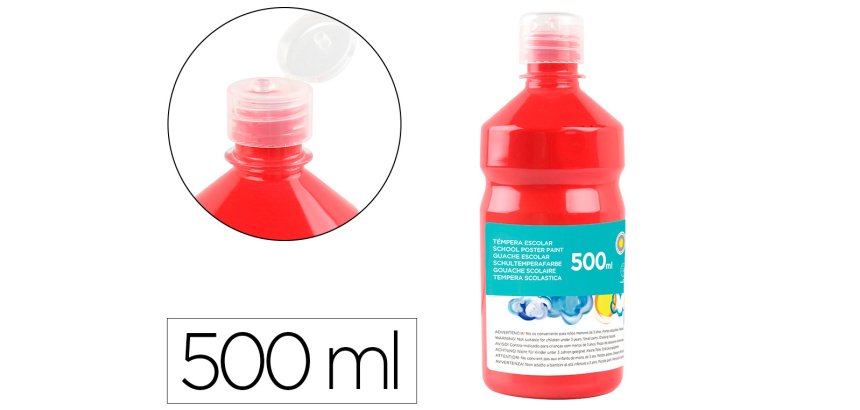 Témpera liquida escolar Liderpapel - Botella de 500 ml