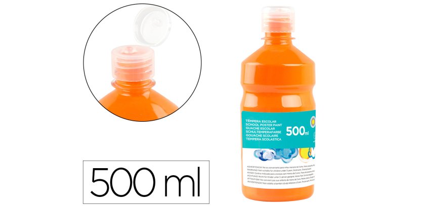 Témpera liquida escolar Liderpapel - Botella de 500 ml