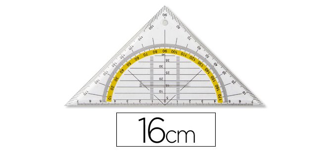Escuadra liderpapel geometria 16 cm plastico cristal con pestaña de sujeccion