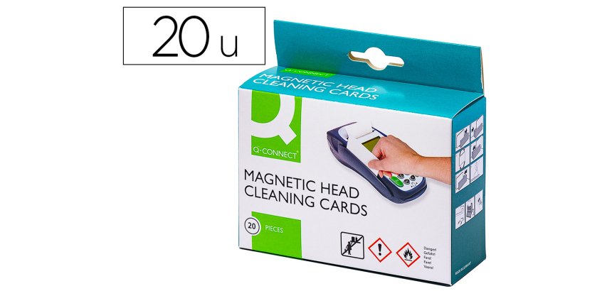 Tarjeta limpiadora q-connect de banda magnetica caja de 20 unidades