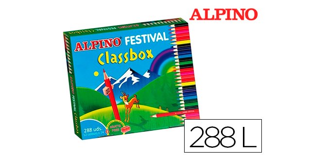 Lapices de colores alpino festival classbox caja de 288 unidades 12 colores surtidos