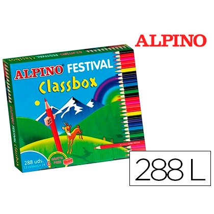 Lapices de colores alpino festival classbox caja de 288 unidades 12 colores surtidos