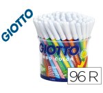 Rotulador giotto turbo color bote de 96 unidades 12 colorespor 8 unidades de cada color lavables con punta bloqueada