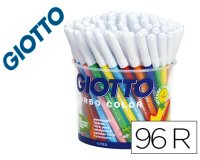 Rotulador giotto turbo color bote de 96 unidades 12 colorespor 8 unidades de cada color lavables con punta bloqueada