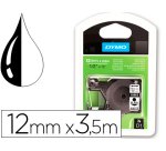 Cinta de nailon dymo D1 negro sobre blanco 12mm x3,5 mt