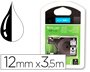 Cinta de nailon dymo D1 negro sobre blanco 12mm x3,5 mt