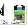 Cinta de nailon dymo D1 negro sobre blanco 12mm x3,5 mt