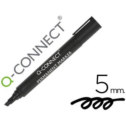 Rotulador q-connect marcador permanente negro punta biselada 5.0 mm