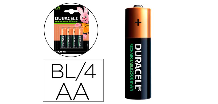 Pila duracell recargable staycharged aa 2500 mah blister de 4 unidades