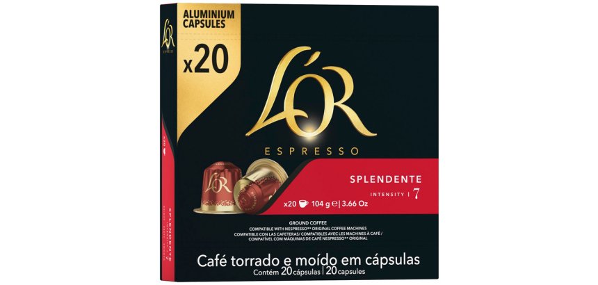 Cafe l'or espresso splendente fuerza 7 caja de 20 unidades compatible con nespresso