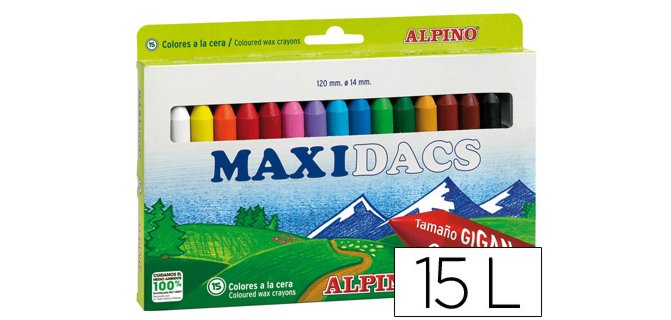 Lapices cera alpino maxidacs caja de 15 unidades colores surtidos