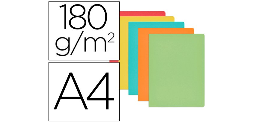 Subcarpeta cartulina gio din a4 colores semi intensos surtidos 180 g/m2 paquete de 50 unidades