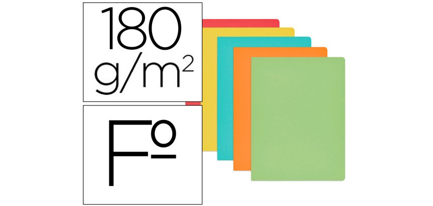 Subcarpeta cartulina gio folio colores surtidos 180 gr/m2 paquete de 50 unidades