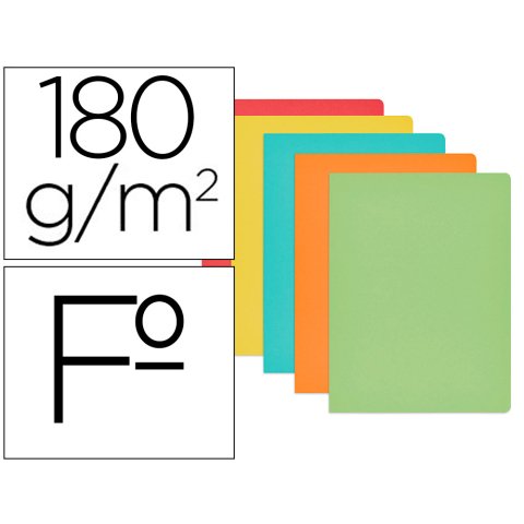Subcarpeta cartulina gio folio colores surtidos 180 gr/m2 paquete de 50 unidades