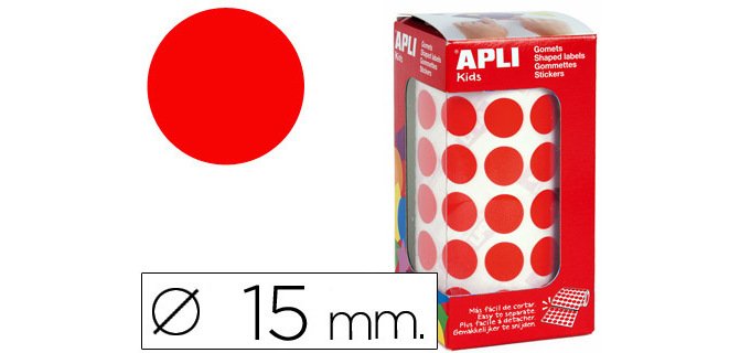 Gomets autoadhesivos circulares 15 mm en rollo con 2832 unidades Apli