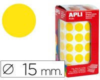 Gomets autoadhesivos circulares 15 mm amarillo en rollo con 2832 unidades