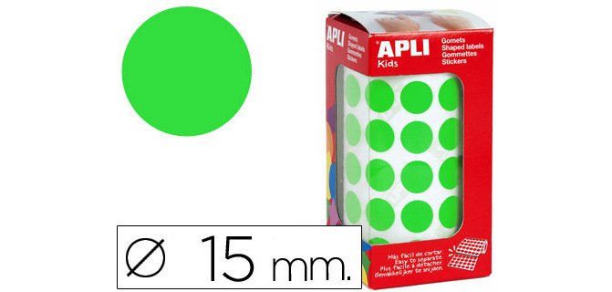 Gomets autoadhesivos circulares 15 mm en rollo con 2832 unidades Apli