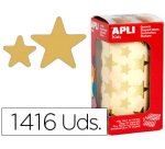 Gomets apli autoadhesivo estrella holográfico metalizado rollo con 1416 unidades
