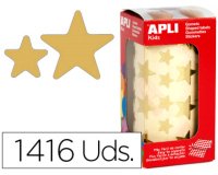 Gomets apli autoadhesivo estrella holográfico metalizado rollo con 1416 unidades