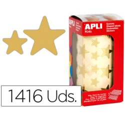 Gomets apli autoadhesivo estrella holográfico metalizado rollo con 1416 unidades