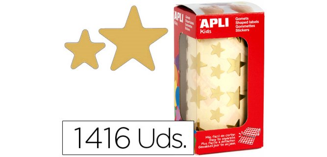 Gomets apli autoadhesivo estrella holográfico metalizado rollo con 1416 unidades