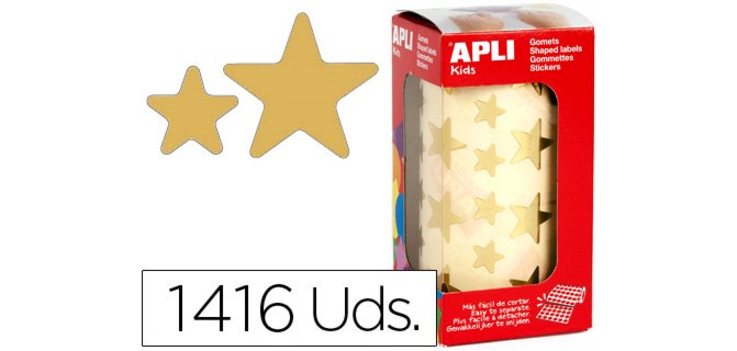 Gomets apli autoadhesivo estrella holográfico metalizado rollo con 1416 unidades
